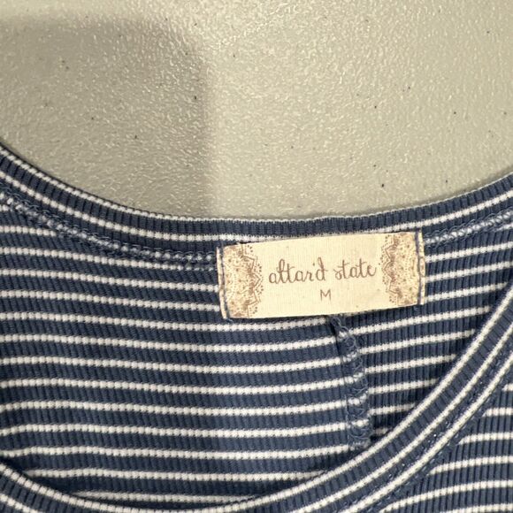 Altar’d‎ State Cold Shoulder Blue Striped Medium Dress Preppy Classic - Picture 7 of 9